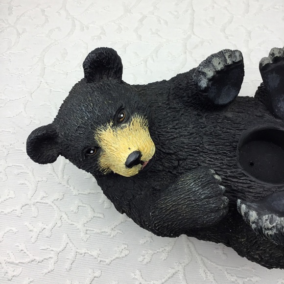 Bear Candle Holder Black Bear Cabin UpsideDown Figurine Candlesticks L10”xw6”xT6 - Picture 8 of 8